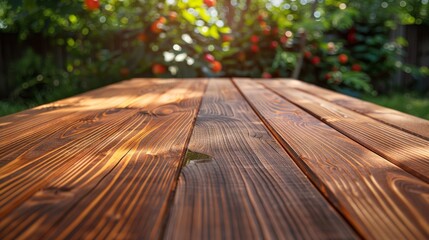 Empty Wooden Table Outdoors