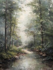 Ethereal Forest Painting Background