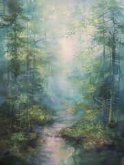 Foggy Forest Painting Backdrop