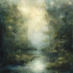 Sierkussen Foggy Forestscape Artwork © lan