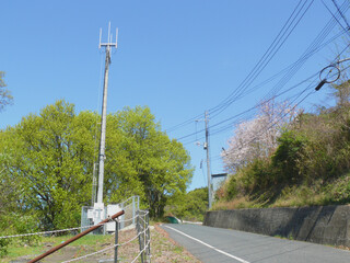 移りゆく自然と社会インフラの共存。
日本の春の風景。