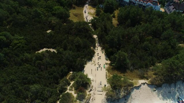 Path Beach Rowy Droga Na Plaze Aerial View Poland