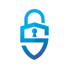 Letter s shield padlock protection logo