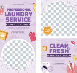 Laundry service vertical banner template