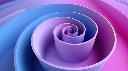 Colorful 3D Spiral Swirl Abstract Background in Pink and Blue Hues for Graphic Design and Creativity Concept