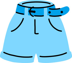 Blue women shorts in style of 1990 or 2000.