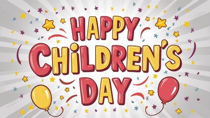 Happy Children's Day, illustration, with creative text