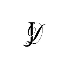 Initial Mixed Letter Logo. Logotype design. Simple Luxury Black Flat Vector JD