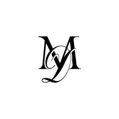 Initial Mixed Letter Logo. Logotype design. Simple Luxury Black Flat Vector MD