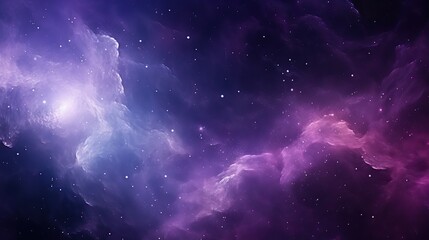 A stunning cosmic scene showcasing a purple and blue space teeming with countless stars and celestial bodies. Generative AI