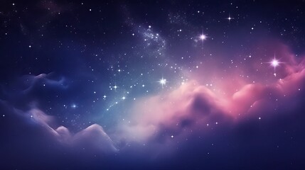 Obraz na płótnie Canvas A night sky filled with stars and clouds, creating a stunning galaxy background. Generative AI