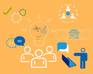 Business project idea concept. Teamwork plan vector illustration.