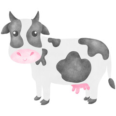 Cute cow, drawing illustration, transparency illustration.