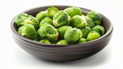 Bowl of Brussels Sprouts Isolated on a White Background