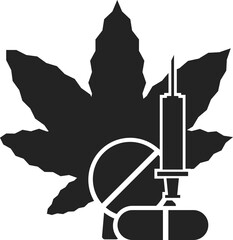 Isolated sign of drugs, cannabis, marijuana, ganja, injection