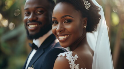 Amazing smiling wedding couple. Pretty bride and stylish groom - obrazy, fototapety, plakaty