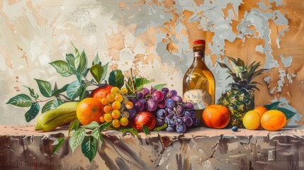 still life with grapes and wine