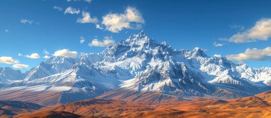 Majestic Snow Capped Peaks of The Andes Mountain Range in South America Stretching Across the Horizon under a Dramatic Sky - obrazy, fototapety, plakaty