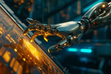 robot hand on control panel
