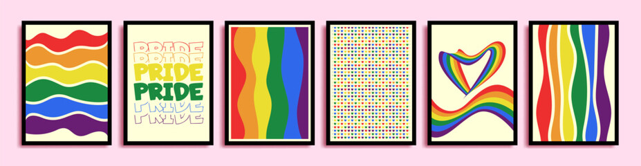 set of abstract LGBT pride month background, wall decor, banner, wallpaper, wall decor, poster, greetings card