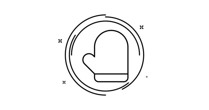 mitten animated outline icon with alpha channel. mitten rotation appearance 4k video animation for web, mobile and ui design