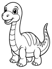 Сute cartoon dinosaur babby Diplodocus hand-drawn. Coloring book.