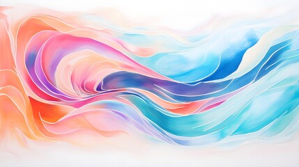 A vibrant wave painted in multiple colors on a clean white background. Generative AI