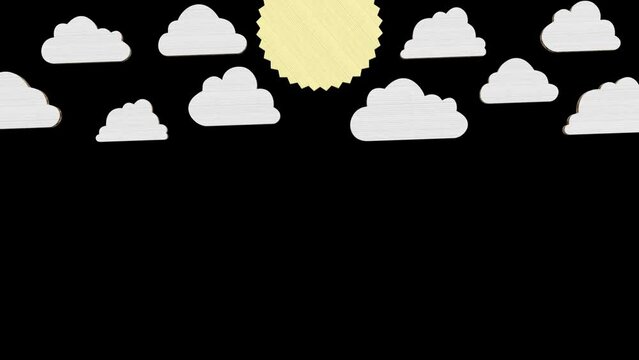 Smooth and aesthetic stop motion animation Cardboard Sun and Clouds on transparent background 3 of 3
