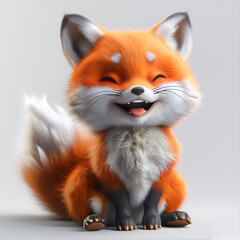 Fototapeta premium A cute and happy baby fox 3d illustration