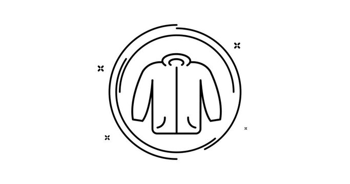 jacket animated outline icon with alpha channel. jacket rotation appearance 4k video animation for web, mobile and ui design