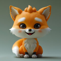 Obraz premium A cute and happy baby fox 3d illustration