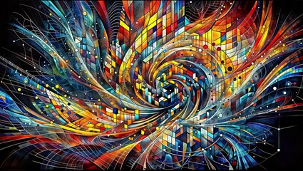 Magical Digital Art: Orange and Blue Clouds with Golden Flowers and Butterflies