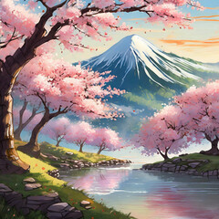 아름다운 숲 속 벚꽃 풍경