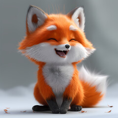 Fototapeta premium A cute and happy baby fox 3d illustration