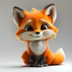 Fototapeta premium A cute and happy baby fox 3d illustration