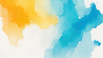 Obraz premium Blue, Gold and Orange, Teal, Gradient Watercolor On a White background