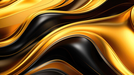 Abstract gold background, golden black metal wavy liquid patterns wallpaper - 783825147