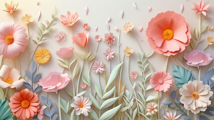 Flowers background, many beautiful flowers background illustration. - 783825179