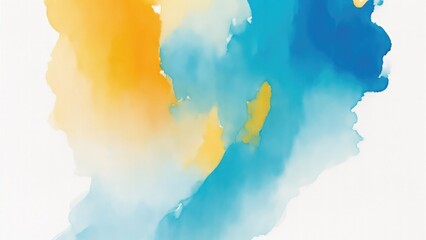 Blue, Gold and Orange, Teal, Gradient Watercolor On a White background