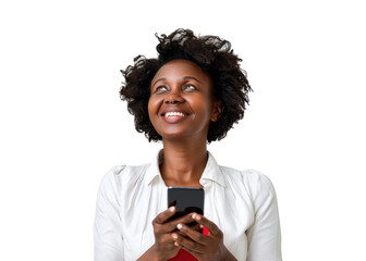 African Woman Smiling with Phone