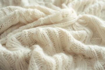 Cozy White Cable Knit Sweater Texture Close-Up for Warm Comfort