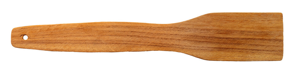 Wooden spatula on a white background. Kitchenware. Kitchen spatula isolate