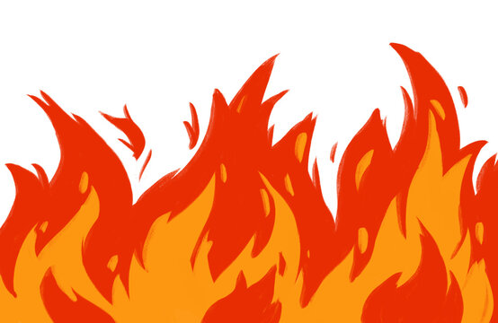 Red hot chilli burning fire background hand painting illustration cartoon