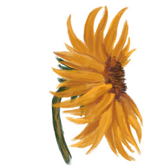 Sunflower oil painting impressionism brush vincent van gogh style summer flower illustration art