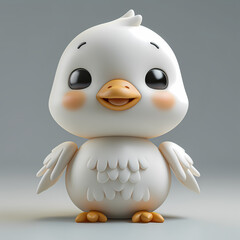 A cute and happy baby goose 3d illustration
