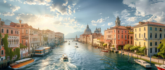 Naklejka premium Illustration of a Characteristic Landscape or Seascape in the World Wallpaper Background Cover Magazine Journal Illustration Brainstorming Digital Art