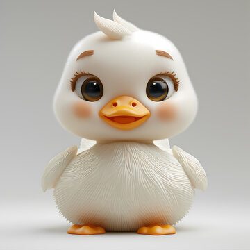 A cute and happy baby goose 3d illustration