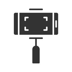 Selfie stick glyph vector icon isolated on white background. Selfie stick glyph vector icon for web, mobile and ui design