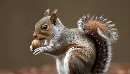 Foto op Canvas A Squirrel With A Nut Tucked Into Its Fur © Malika