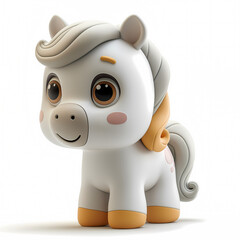 A cute and happy baby horse 3d illustration